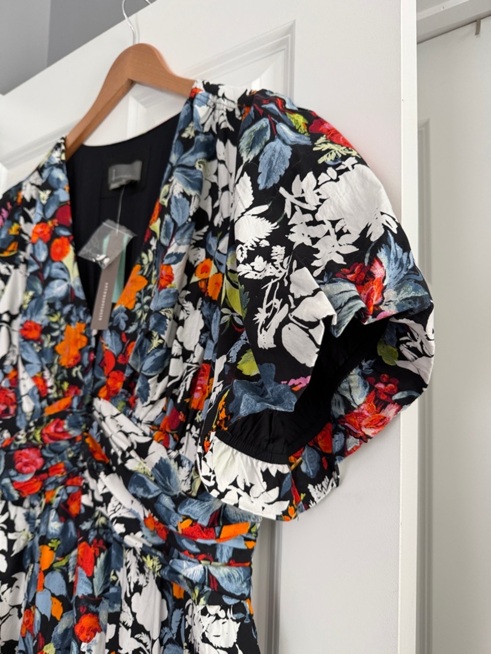 NWT Anthropologie Katerina Button Front Maxi Dress Black Floral Size 1X - Picture 6 of 13